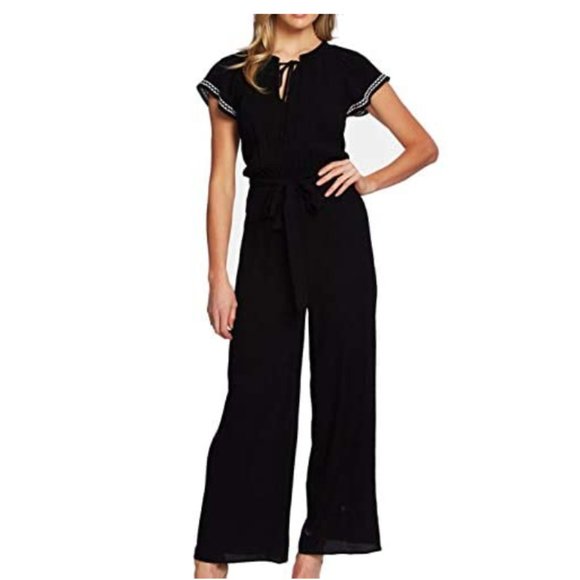 CeCe Pants - CeCe Crinkle Rayon Jumpsuit 1X Black 3135